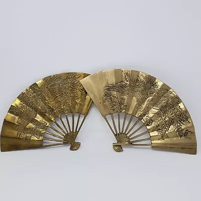 Vintage Made In Taiwan Solid Brass Phoenix Lot Of 2 Fans Art Deco • $34.99