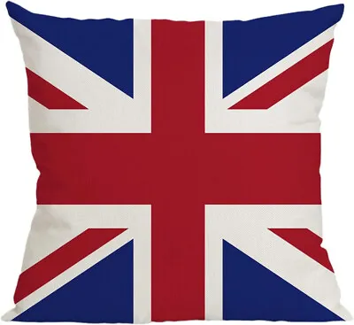 18 X18 In Pillow Case Union Jack Square Cushion Cover Linen UK Flag Home Decor • £4.28