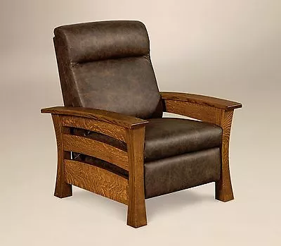 Amish Mission Arts And Crafts Recliner Chair Barrington Solid Wood Leather • $2499