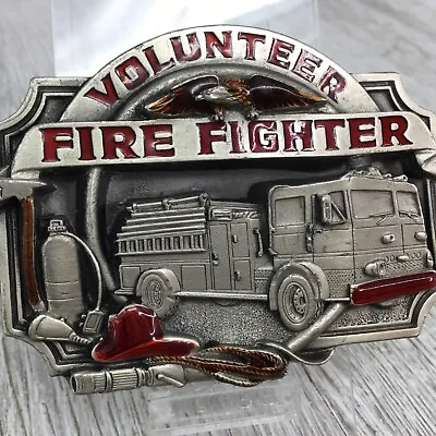 Siskiyou 1998 Vintage Belt Buckle Volunteer Fire Fighter Truck Ax Hat Hose Eagle • $16.99