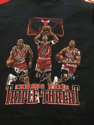 Vintage Chicago Bulls Triple Threat Shirt XL Michael Jordan Pippen Grant • $65