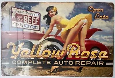 Metal Sign  Yellow Rose Complete Auto Repair  Vintage Style Wall Decor 17 X11.5  • $14.99