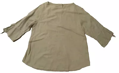 La Fixsun Blouse Adult Small Womens Linen Tunic Sage Loose Top Long Green  • $15.99