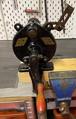 Vintage Black Keen Workbench Grinding Wheel / Sharpening Wheel Hand Crank • £29.99