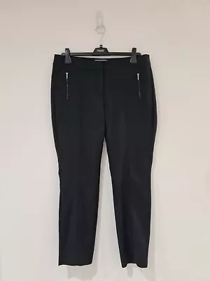 Next Black Ultimate Capri Tailored Trousers Pants Smart Work Zip Detail UK 12R • £9.99