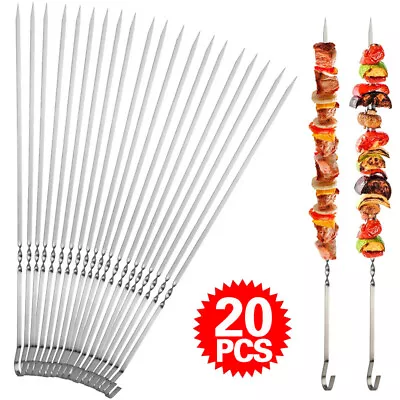 Metal BBQ Barbecue Kebab Food Meat Vegetable Grill Sticks Skewers Cooking Roast • £4.99