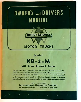 International Owner's Driver's Manual Trucks Kb-7 Diamond Engines Catalog Book • $61.96