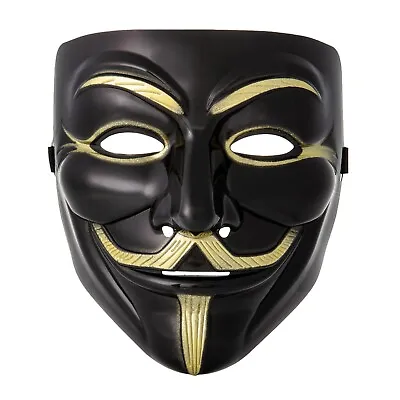 5 X Black Guy Fawkes Anonymous Face Mask Hacker Horror Halloween Fancy Dress • $25.54