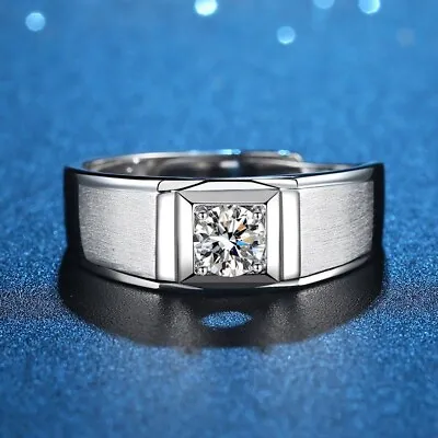 $59.99 • Buy GRA Certificated Moissanite Diamond Sterling Silver Men's Wedding Band Ring M106