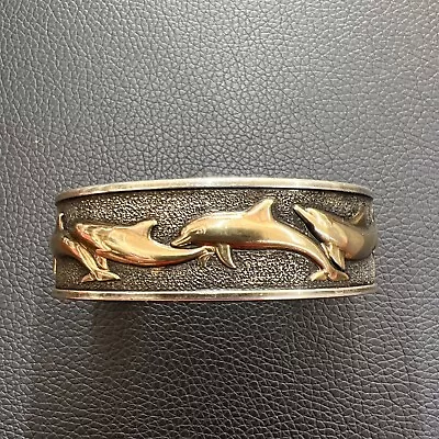 Kabana Sterling Silver/ 14kt Dolphin Cuff Bracelet Nice L@@k • $299