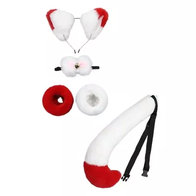 Foxes Costumes Set Foxes Ears Headband Choker Oversleeve Tail Halloween Props • $42.68