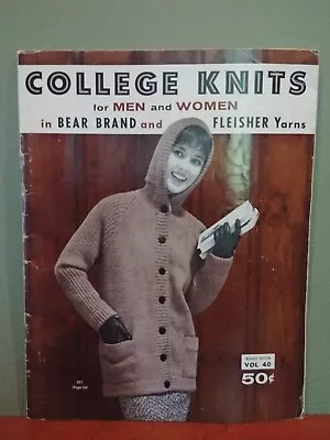 Vintage Bear Brand Fleisher Yarns College Knits For Men And Women 1958 • $5.49