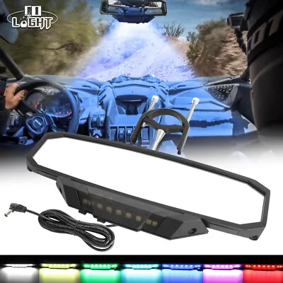 Colight For 1.5-2  Roll Bar 12  UTV Rear View Center Mirror With RGB Dome Light • $46.82