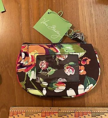 NWT VTG Vera Bradley Clip Zip ID ENGLISH Rose Print Zipper Coin Purse Winter '12 • $15