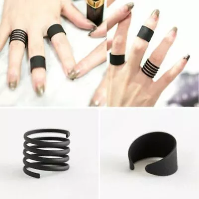 Gothic Jewelry Women Punk Black Stack Plain Above Knuckle Ring Set Band Midi • £3.23