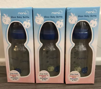 4oz Glass Baby Bottle 3 Pack BPA FREE Blue Brand New Momo • $5.60