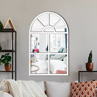 White Acrylic Window Style Mirror Wall Mounted Vintage Mirror Home Garden Decor • £15.25