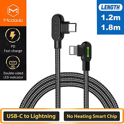 MCDODO Nylon Braided Type-C Fast Charging Cable Quick Charger IPhone 90 Degree • $12.90