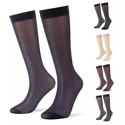 4 Pairs Sheer Knee High Socks For Men Women Stockings Stretchy Silk Socks Work • $9.85