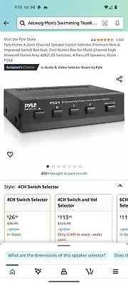 Pyle Pss4 High Power Stereo Speaker Selector • $20