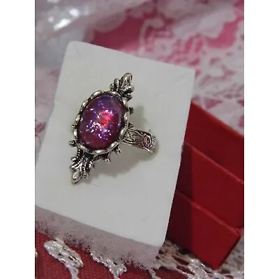 Renaissance Medieval Irish Costume Ring Adjustable Silver Mexican Fire Opal SALE • $18.90