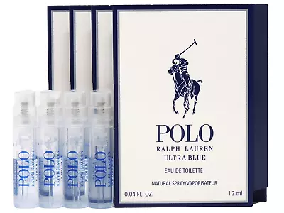 $14 • Buy RALPH LAUREN POLO ULTRA BLUE EDT 1.2ml .04fl Oz X 4 COLOGNE SPRAY SAMPLE VIALS