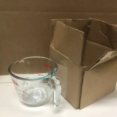 PYREX- Prepware 1-cup Measuring Cup- Red Graphics- Clear Open Handle - FAST SHIP • $14.99