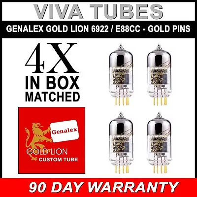 Brand New Matched Quad (4) Genalex Gold Pin Lion Reissue 6922 / E88CC Tubes • £233.99