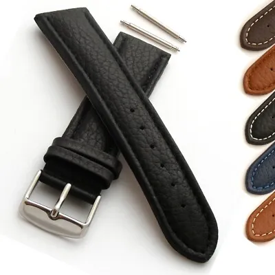 Genuine Leather Watch Strap Grained Finish 18mm 20mm 22mm 24mm Mens Womens • £16.95