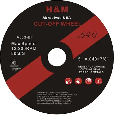 5 Inch Cut-off Wheel 5  X .040  X 7/8  Cutting Discs In Volume Discount • $19.99