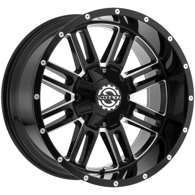 $174.99 • Buy Scorpion SC-18 17x9 6x135/6x5.5  -12mm Black/Milled Wheel Rim 17  Inch