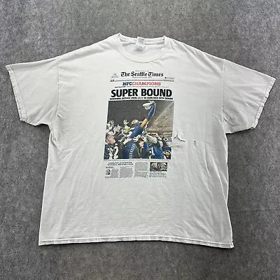 VTG Seattle Times Shirt Mens 2XL White NFC Champions News Print Graphic Y2K • $2.95