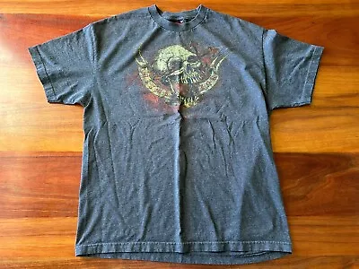 Vintage Miami Ink Skull Cross Tattoo Graphic Large Dark Gray T-Shirt Y2K Grunge • $29.95