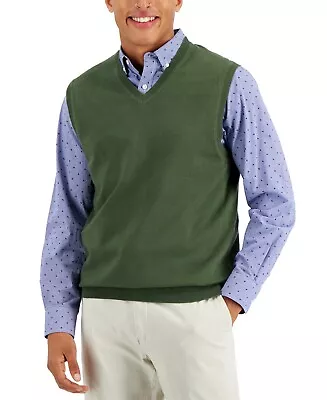 Club Room Men's Solid Cotton Blend V-Neck Sweater Vest Wild Ivy Green XXL NWT • $14.96