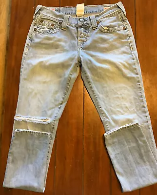 True Religion Brianna Womens Boyfriend Jeans Distressed Light Wash 25x30 • $20