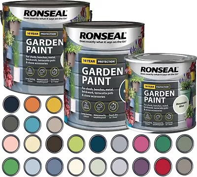 Ronseal Outdoor Garden Paint Exterior Wood Brick Metal Stone Fence Benches Paint • £18.19