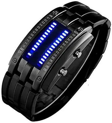 Binary Matrix Blue LED Digital Waterproof Watch Mens Classic Creative Fashion • $26.89