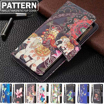 For Samsung S24 S23 S22 S21 S20 Ultra Case Pattern Leather Wallet Zipper Cover • $17.99