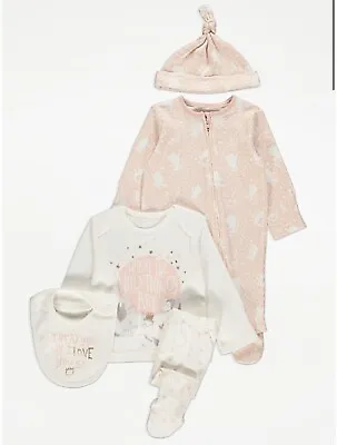 Baby Girl 5 Piece Set 0-3 Months Asda George • £8