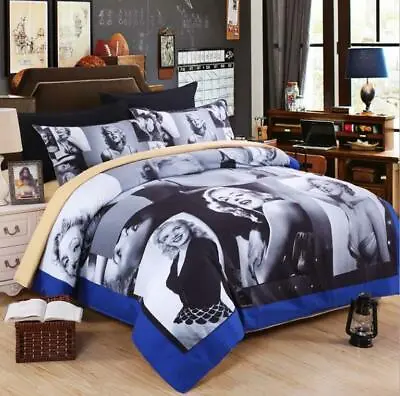 3D Marilyn Monroe NAO4225 Bed Pillowcases Quilt Duvet Cover Set Queen King Fay • $62.98