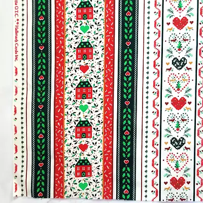 Vintage Wamsutta Country Christmas Holiday Fabric 44x48 Primitive Hallmark Cards • $19.99