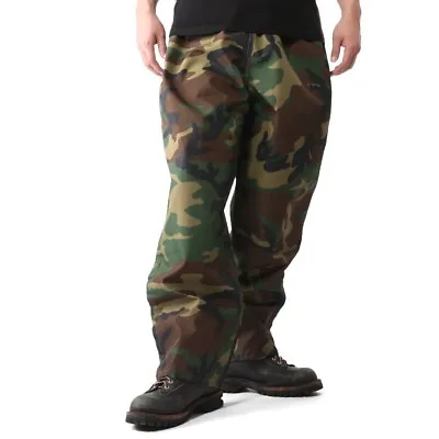 Italian Army Woodland Camo Waterproof Over Trousers Pants Rain Gear Wet Military • $29.22