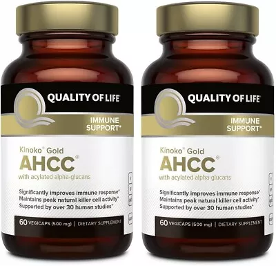2 PACK Quality Of Life Premium Kinoko Gold AHCC IMMUNE HEALTH Supplement • $297.95