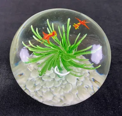 Vintage Murano Style Art Glass Gold Fish Aquarium Bowl Large Paperweight • $29.99