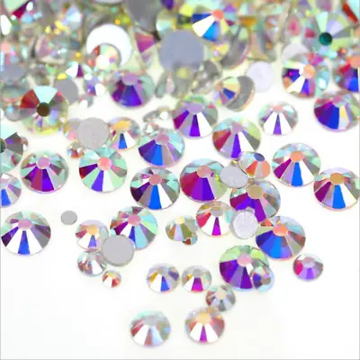 SS3-SS40 Crystal Clear AB Flatback Glass Rhinestone Nail Art Stone Decoration • $7.99