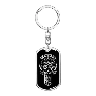 Calavera Mexican Sugar Skull 56 Stainless Steel Or 18k Gold Premium Swivel Dog  • £62.69