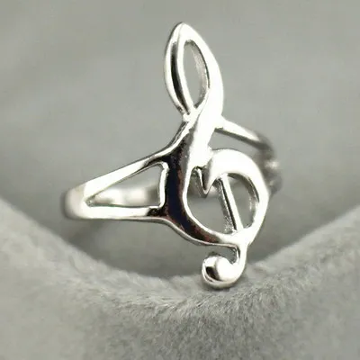 Fashion Silver Color Musical Music Note Ring Treble Clef Ring Jewelry Gift*eh • £2.11