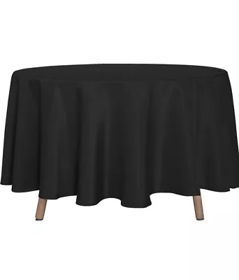 LinenTablecloth 90 In. Round Polyester Tablecloth Black New • $16.99