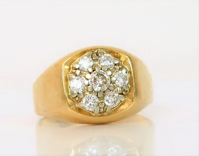 Antique Beautiful 14k Yellow Gold Signed Parks Men's Diamond Cluster Ring Sz 13 • $1495