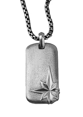 David Yurman Amazing Clean Sterling Silver North Star Dog Tag 22  Chain  # 689 • $525